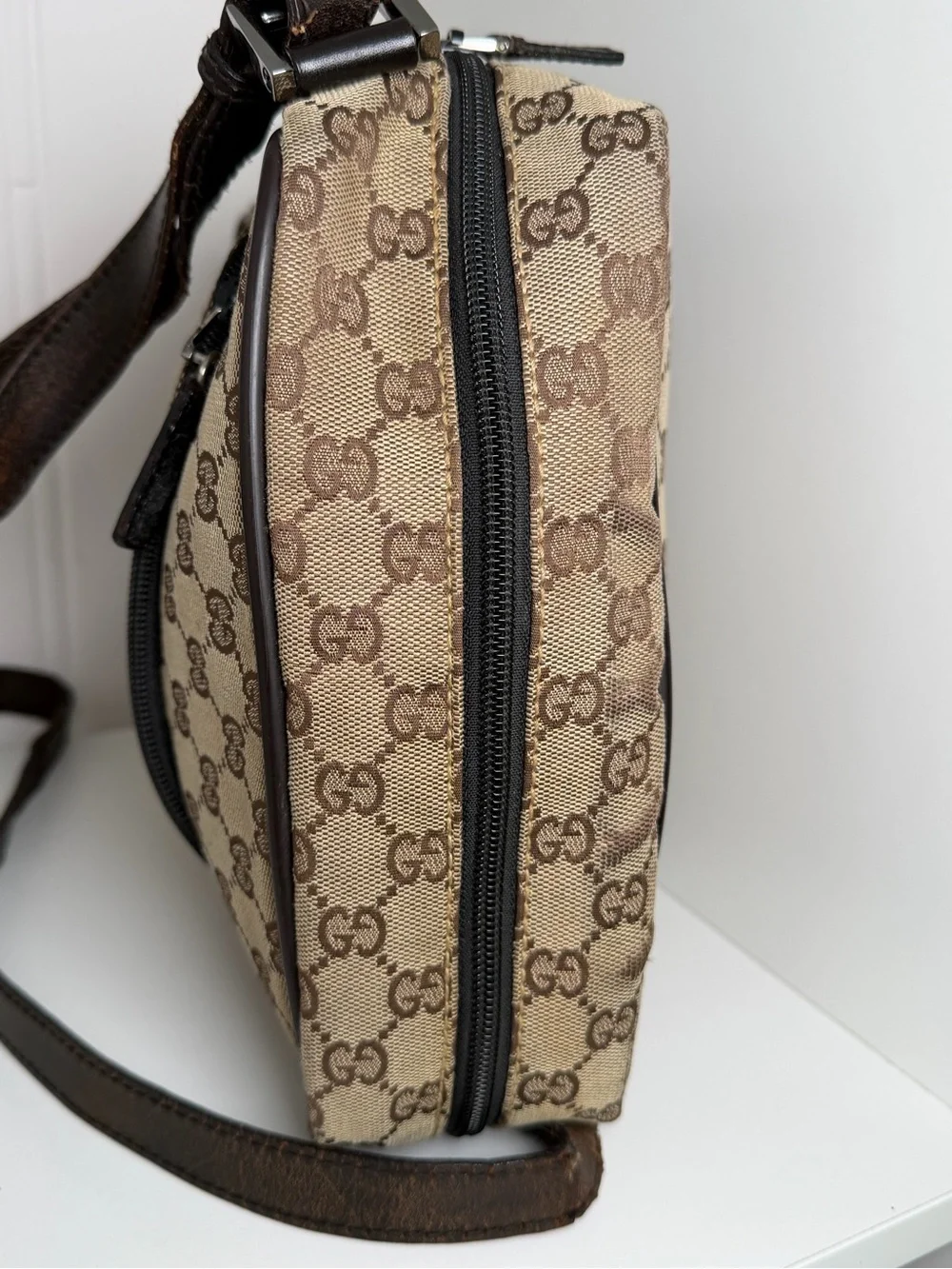Gucci Beige & Brown GG Canvas Messenger Bag